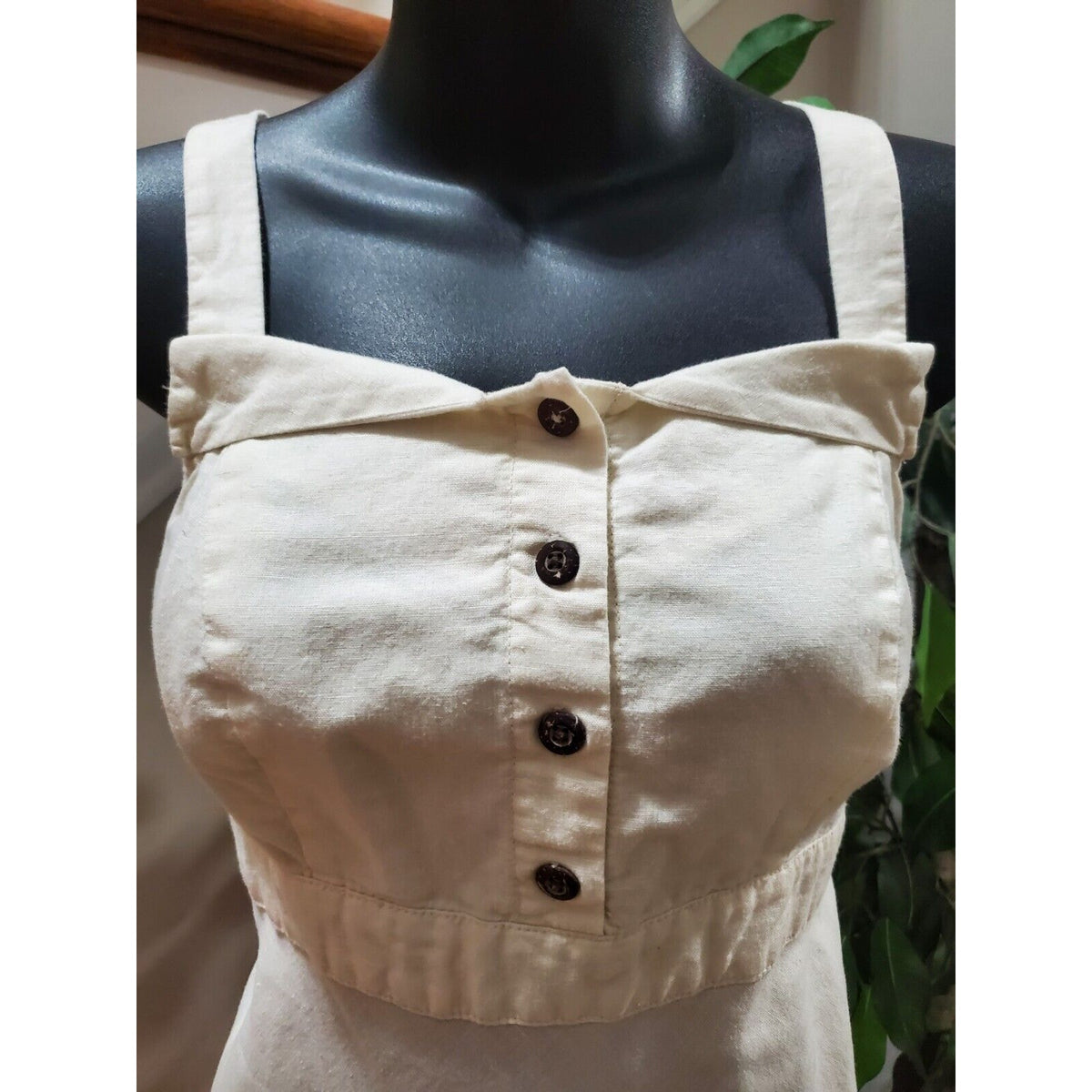 Old Navy Women's White Linen Square Neck Sleeveless Casual Knee Length Dress S