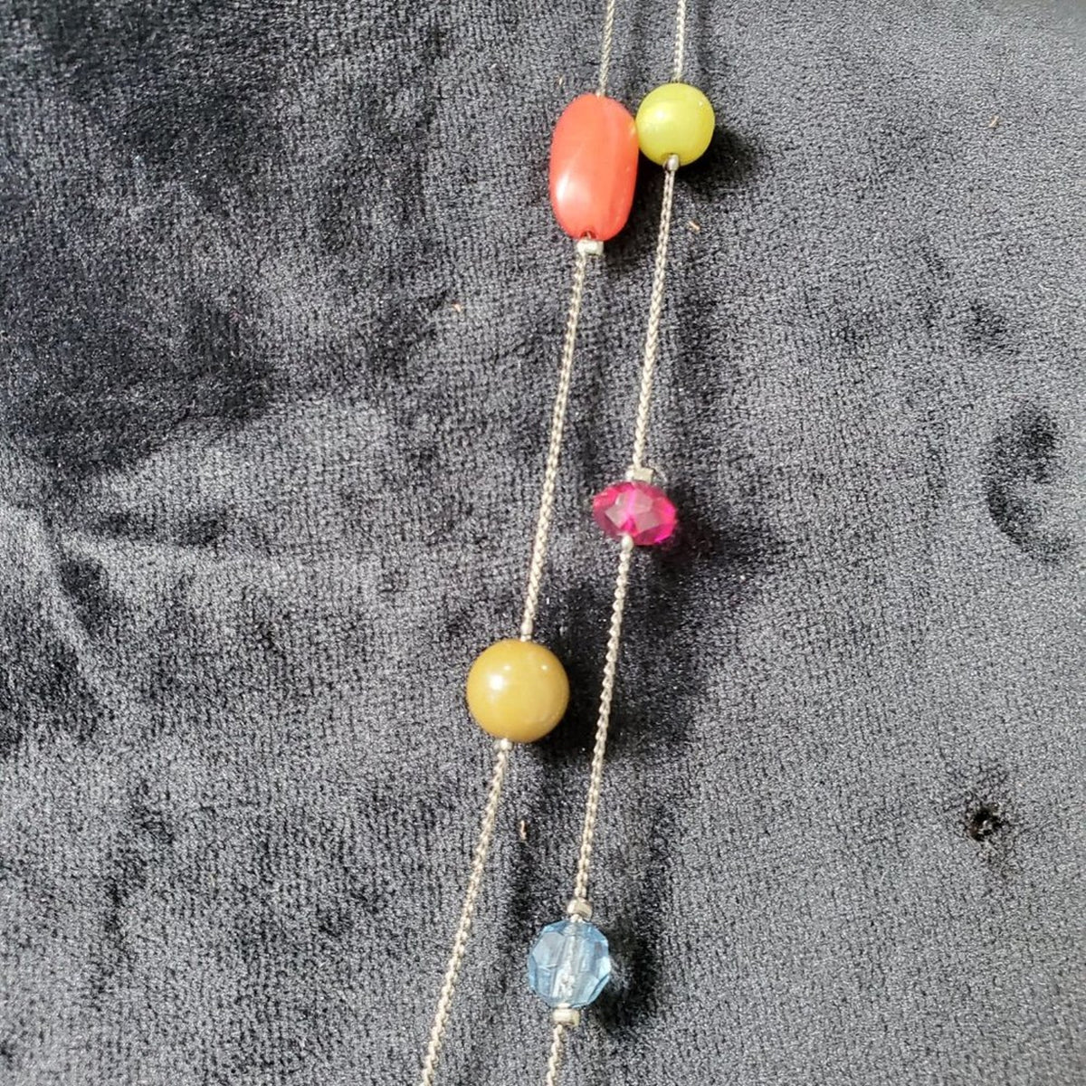 Womens Multicolor Layer Round Beaded with Lobster Clasp Charm Necklace