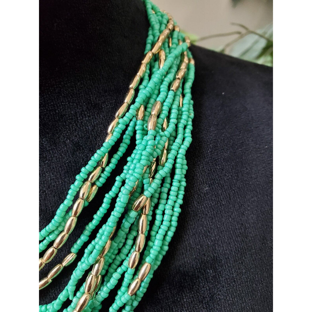 Charming Charlie Blue Multi Layered Seed Bead Fashion Jewelry Necklace