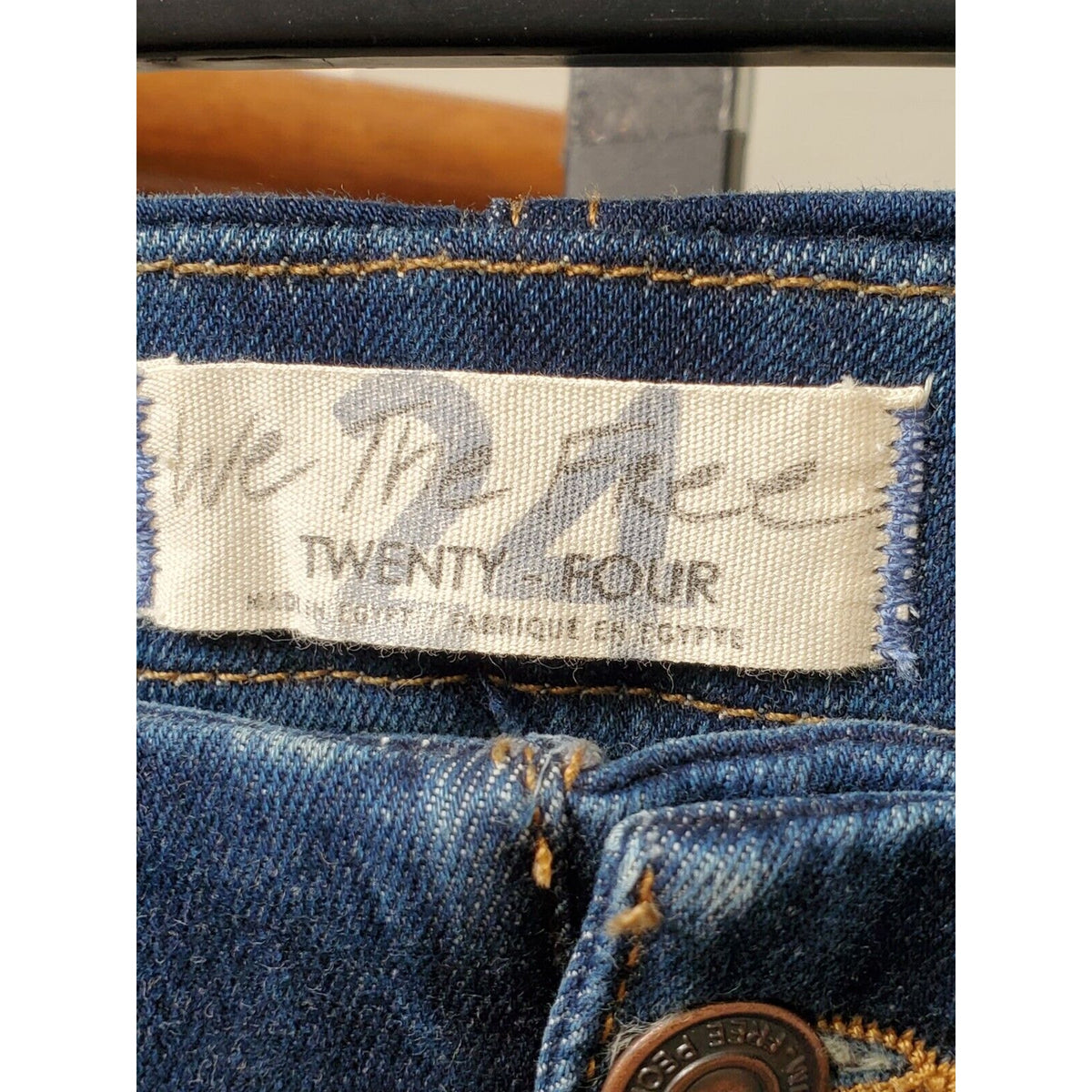 Free People Feel Like Sunshine Blue Denim Cotton Dark Wash Jeans Pant Size 24