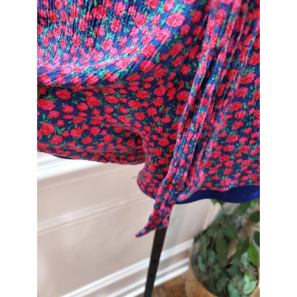MM MM MM Women's Blue & Red Floral Rayon Off The Shoulder Casual Romper Size XL