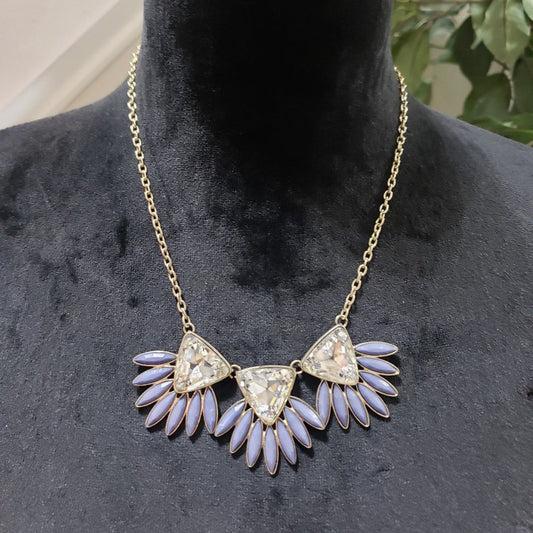 Womens Crystal Stones Purple Tear Drop Pendant Fashion Necklace