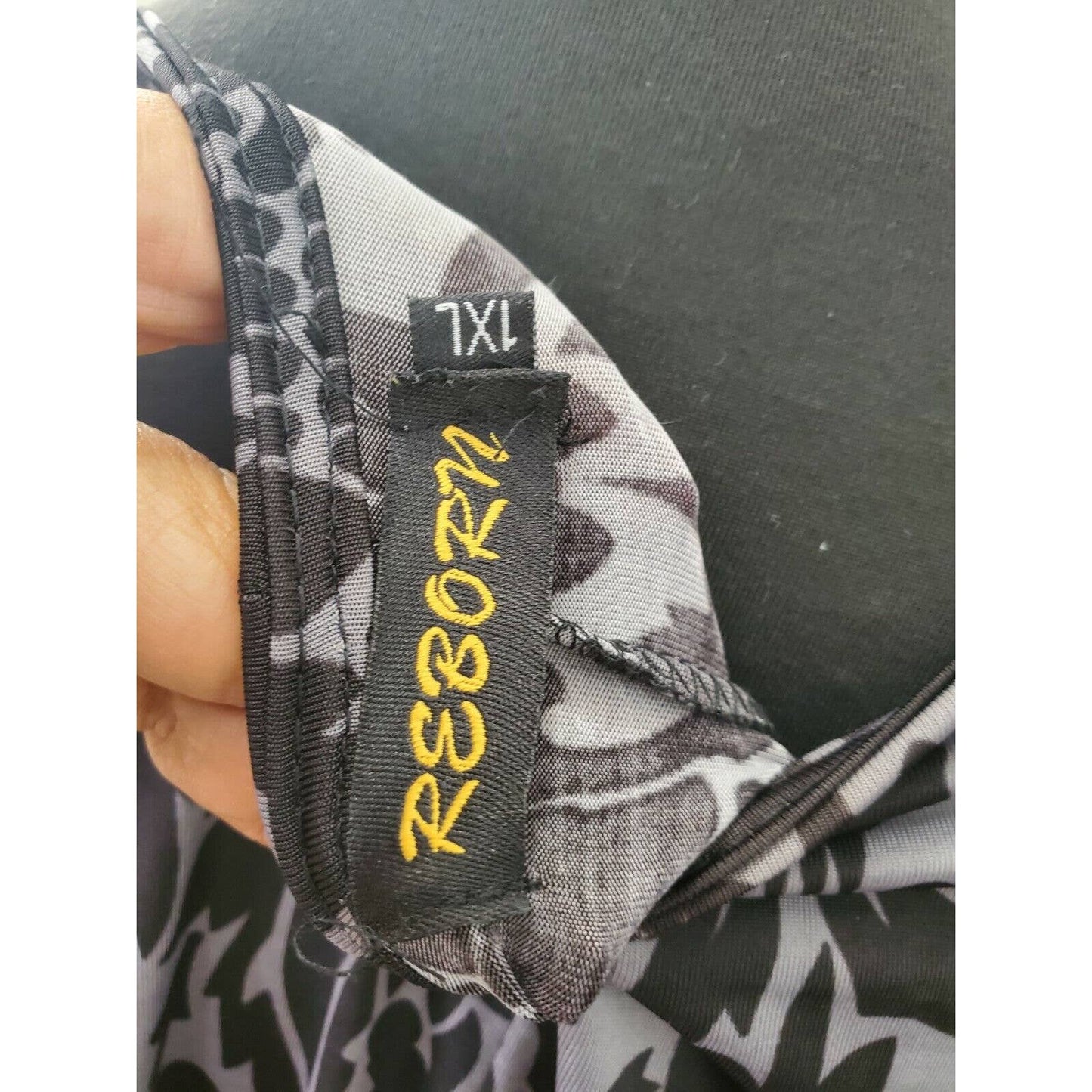 Reeborn Women Black Polyester Scoop Neck Long Sleeve Knee Length Dress Size 1XL