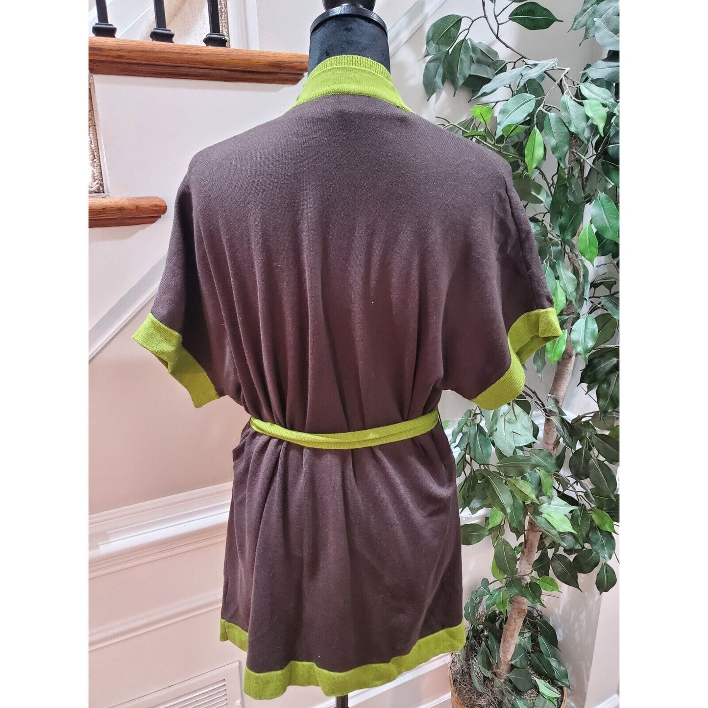 Ellen Tracy Women's Cotton Short Sleeve Top & Cardigan Sweater 2 Pc's Set Large