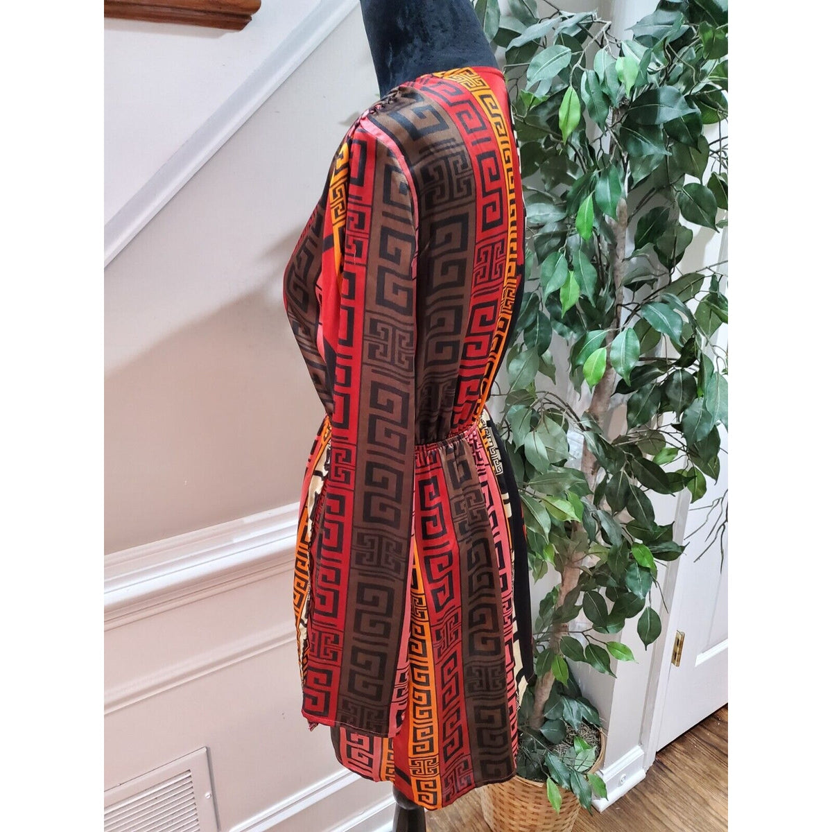 Pretty Little Thing Chocolate Brown Aztec Print Plunge Split Detail Top Dress 4