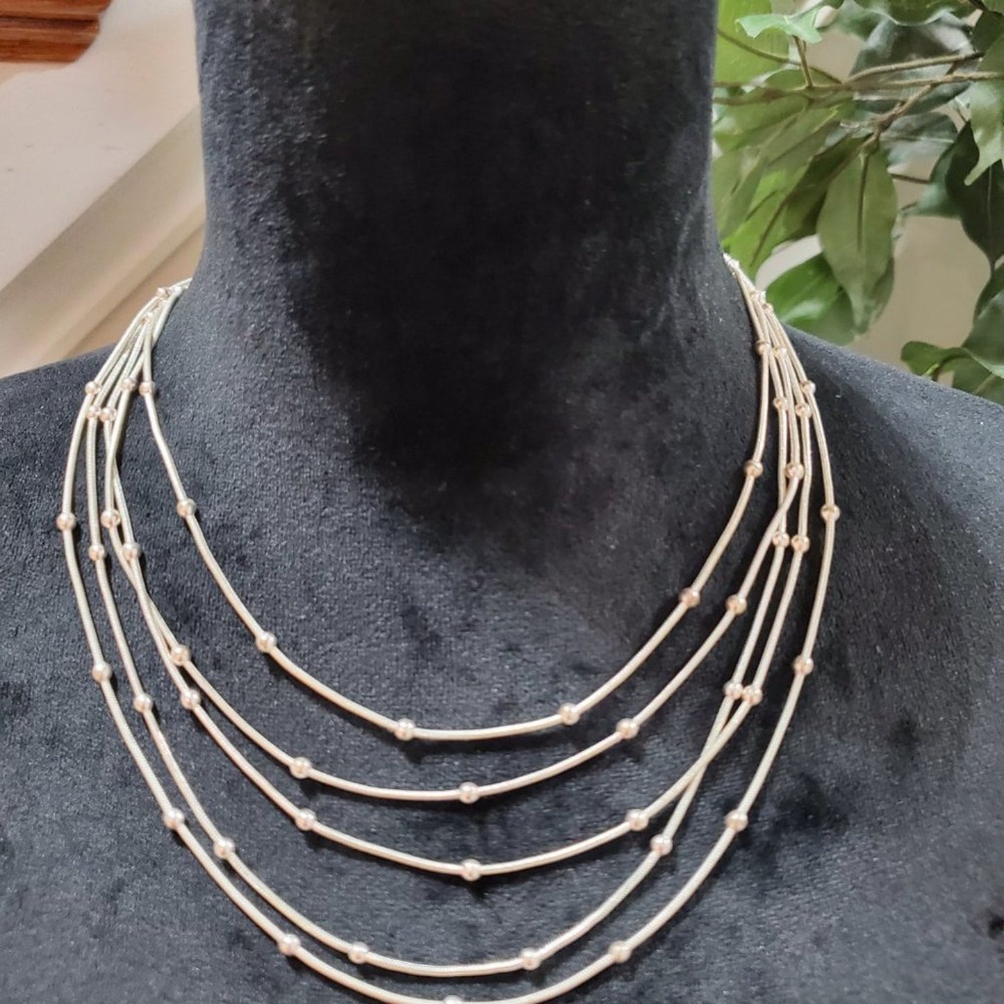 Women's Gold Multilayer Round Beaded Fashion Jewelry Necklace