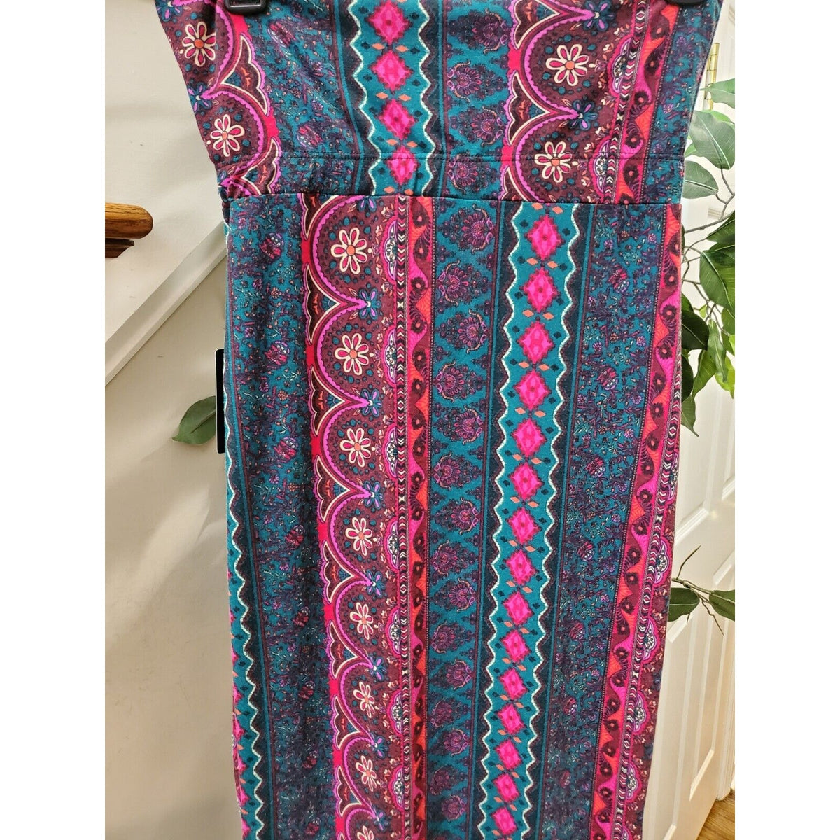 Stoosh Women's Jade Berry Multicolor Elastic High Waist Maxi Skirt Size Small