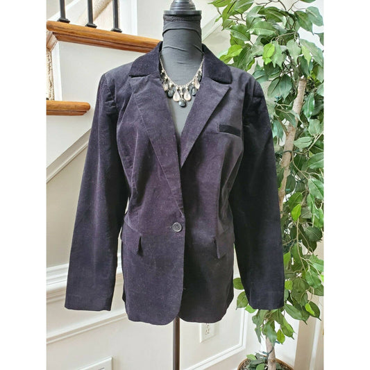 Eloquii Women's Black Cotton Long Sleeve Cutaway Collar Blazer Size 16