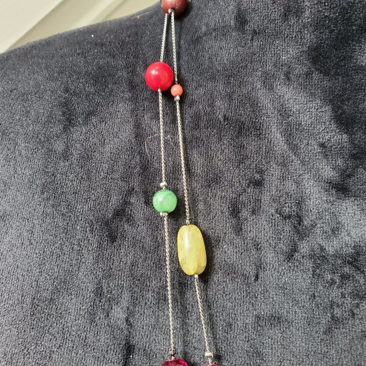 Womens Multicolor Layer Round Beaded with Lobster Clasp Charm Necklace