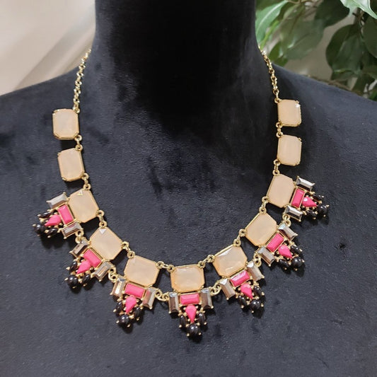 Womens Fashions Multicolor Glass Shape Stone Colored Necklace with Lobster Clasp