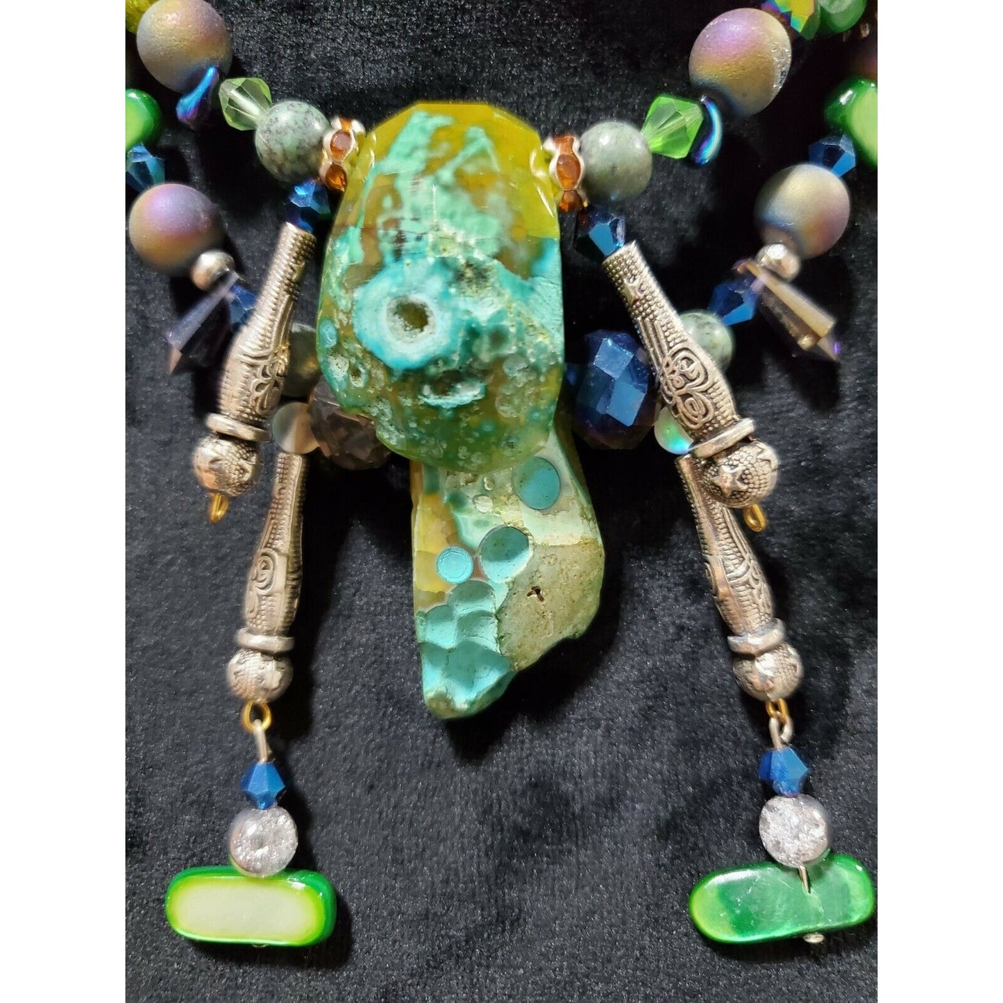Handmade Custom Colorful Beach Style Beaded Druzy Necklace