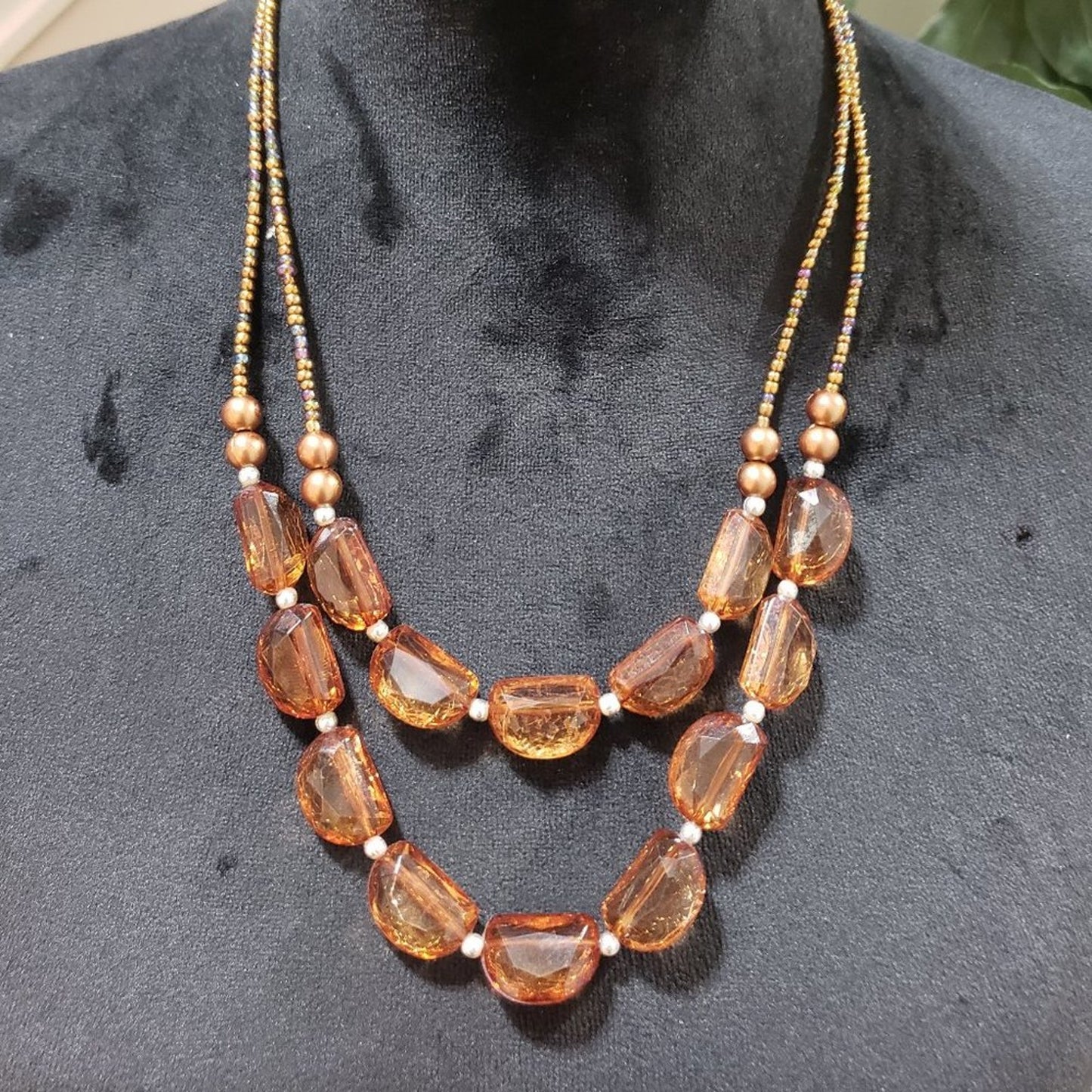 Women's Natural Baltic Large Cognac Rectangular Beads Necklace
