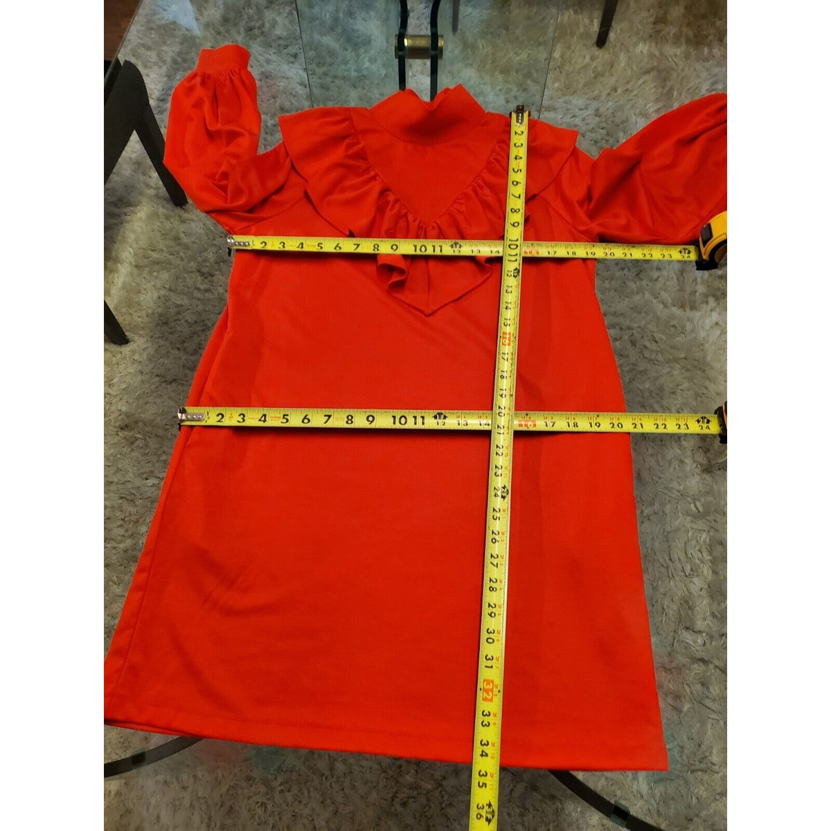 WHO WHAT WEAR Women's Orange Long Sleeve Turtle Neck Knee Length Dress Medium