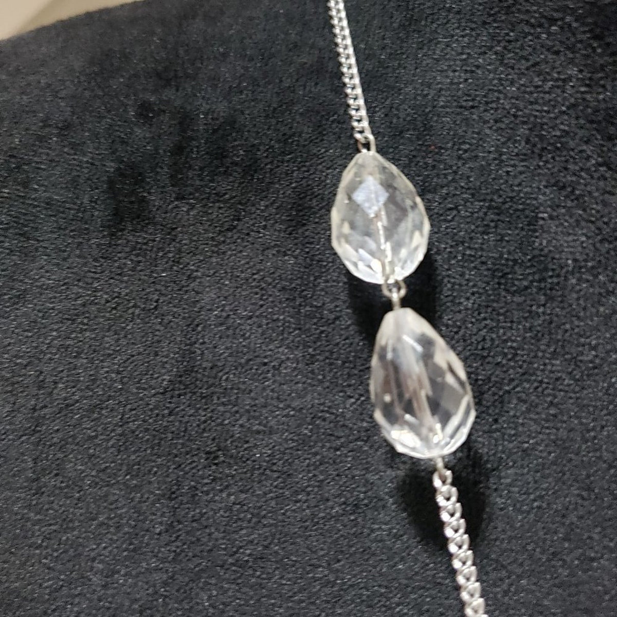 Womens Fashion Clear Tone Crystal Teardrop Pendant Necklace with Lobster Clasp