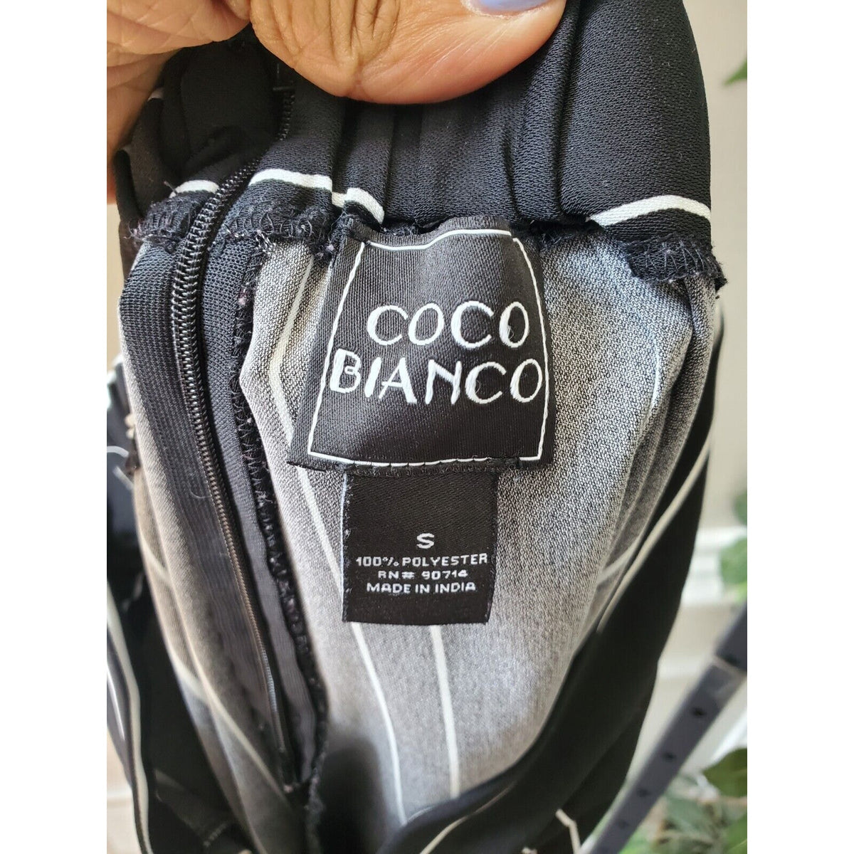 Coco Bianco Womens Black White Striped 100% Polyester Back Zipper Pants Small