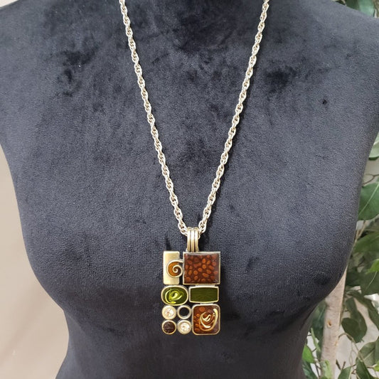 Women's Premier Designs Rectangular Gallery Pendant Antique Brass Tone Necklace