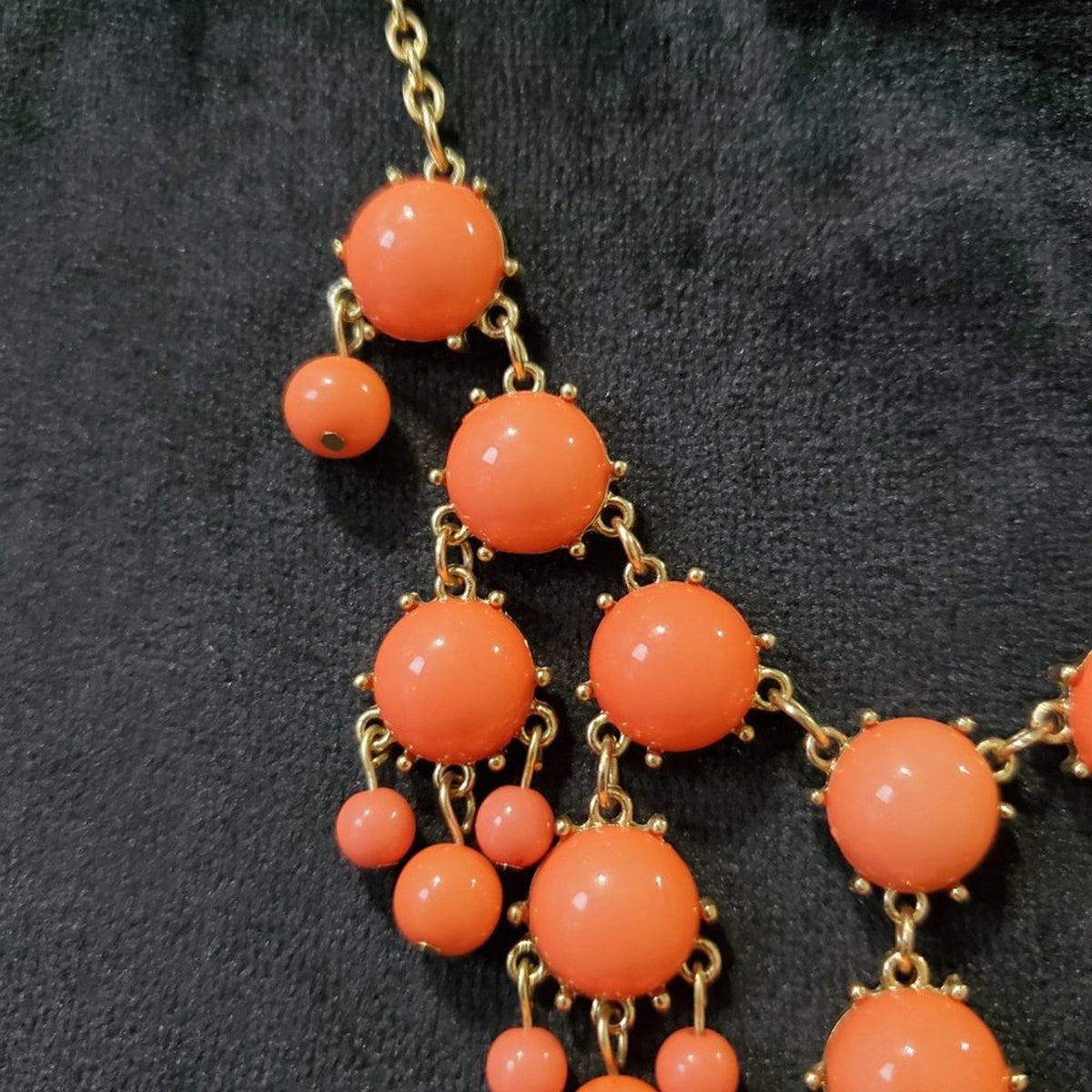 Women's Orange Round Beaded with Lobster Clasp Fashion Jewelry Necklace
