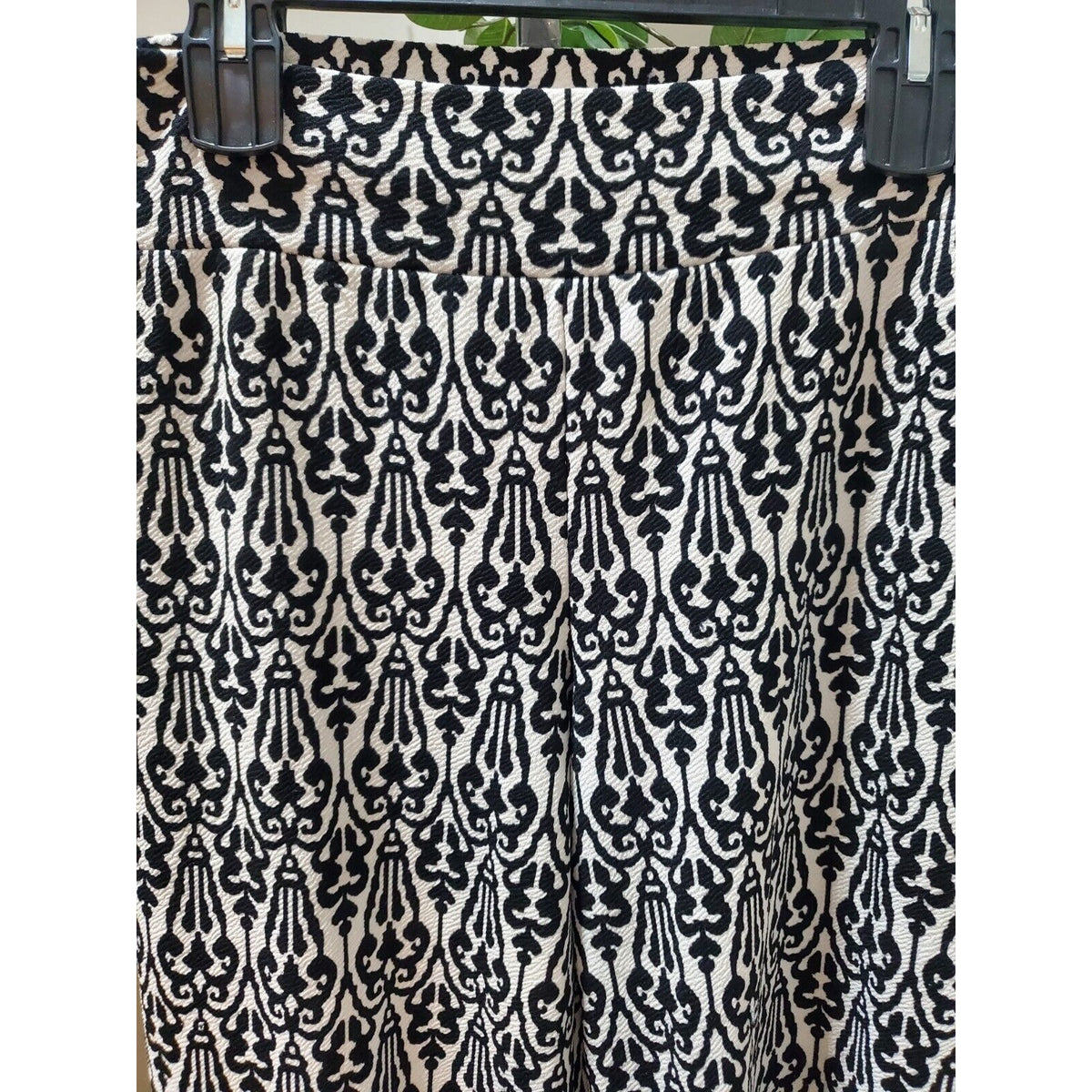 Christian Caliendo Womens Black & White Polyester High Rise Wide Leg Pant Size L