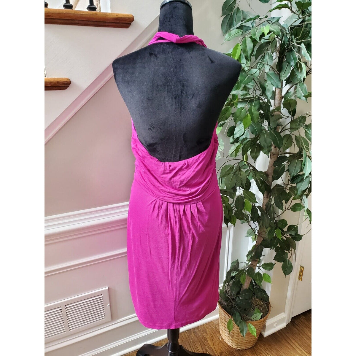 The Limited Women's Pink Rayon Cowl Neck Sleeveless Knee Length Dress Medium