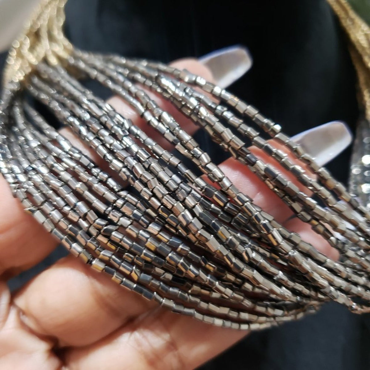 Women Gold Silver Multilayer Round Beaded Lobster Clasp Fashion Jewelry Necklace