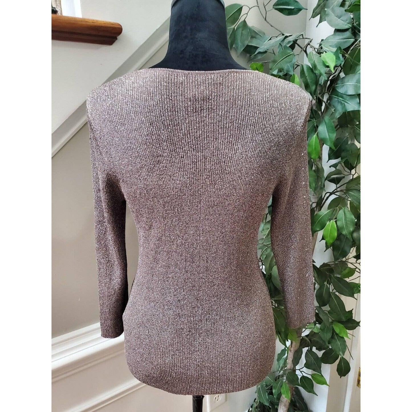 August Silk Women's Brown Scoop Neck Long Sleeve Pullover Knit Sweater Size PL