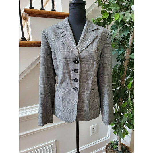Ashley Stewart Women's Gray Polyester Long Sleeve Four Button Blazer Size 16