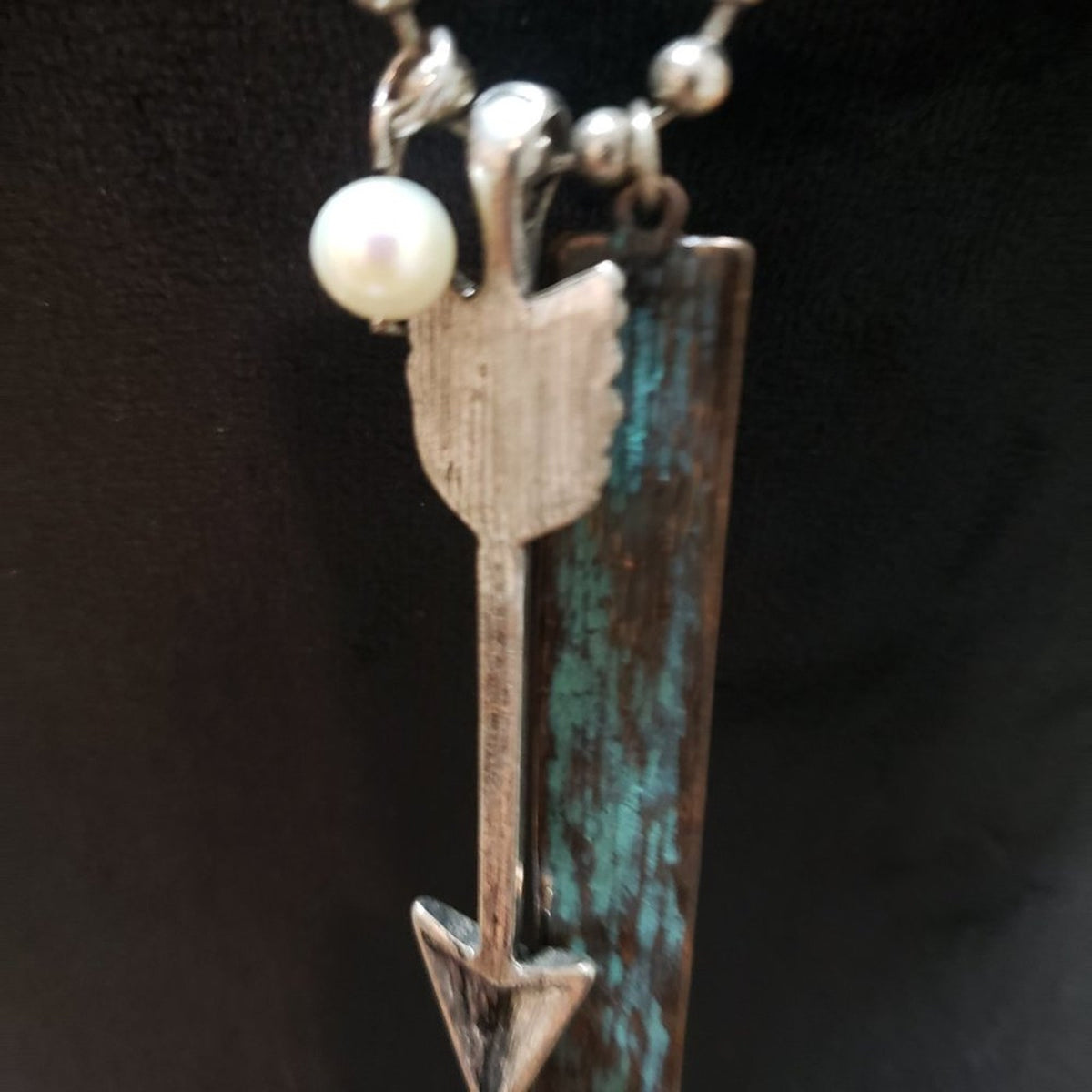 Womens  Gemstone and Silver Tone Arrow Charm Pendant Necklace with Lobster Clasp