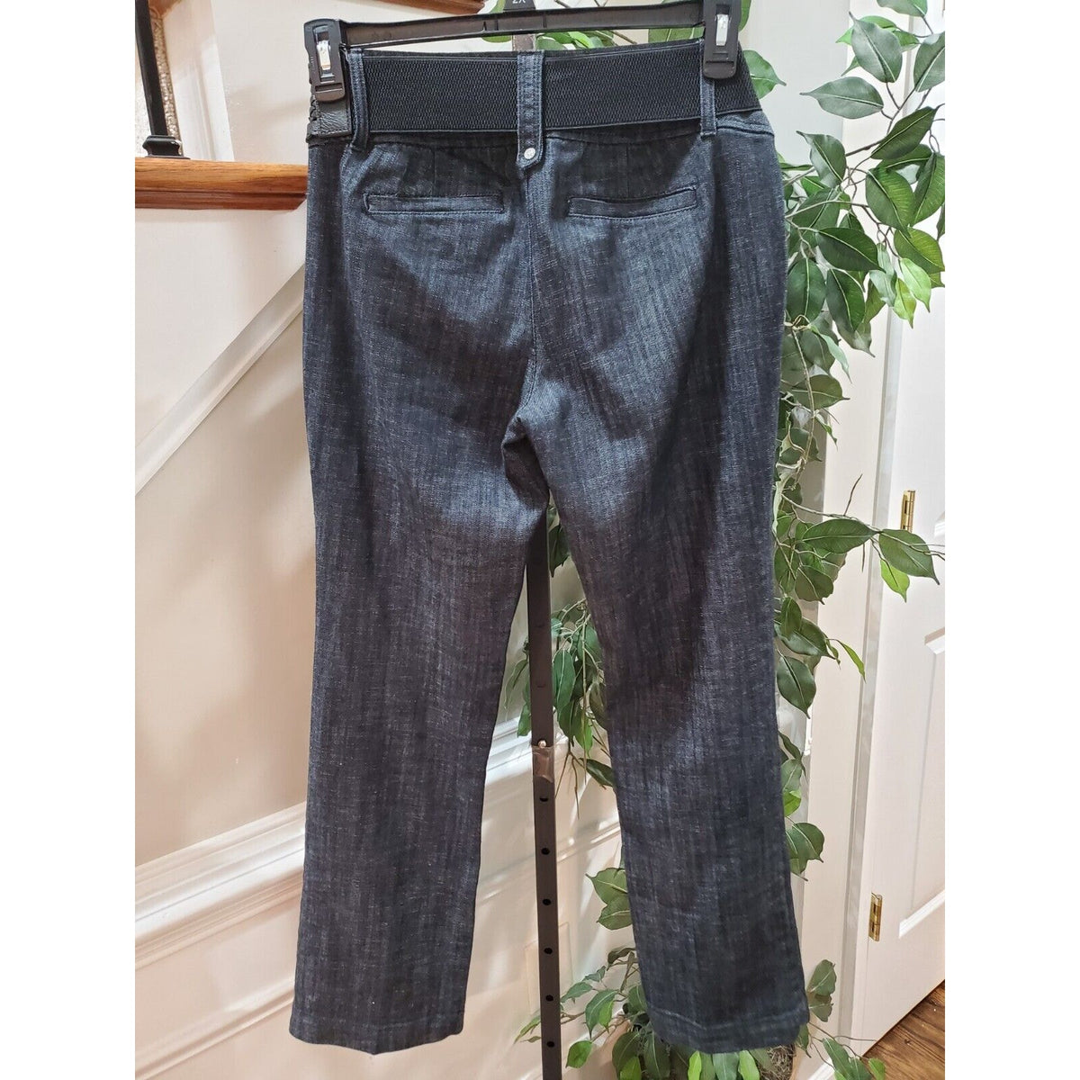 Signature Women's Blue Denim Cotton Pockets Wide Leg Casual Jeans Size 32x31
