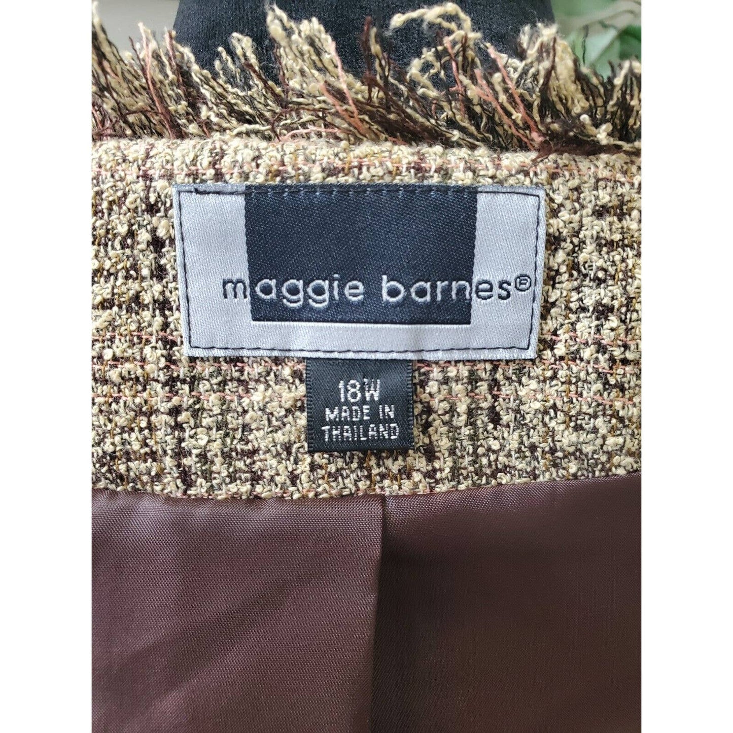 Maggie Barnes Women Brown Acrylic Long Sleeve Jacket & Skirt 2 Piece Suit 18W