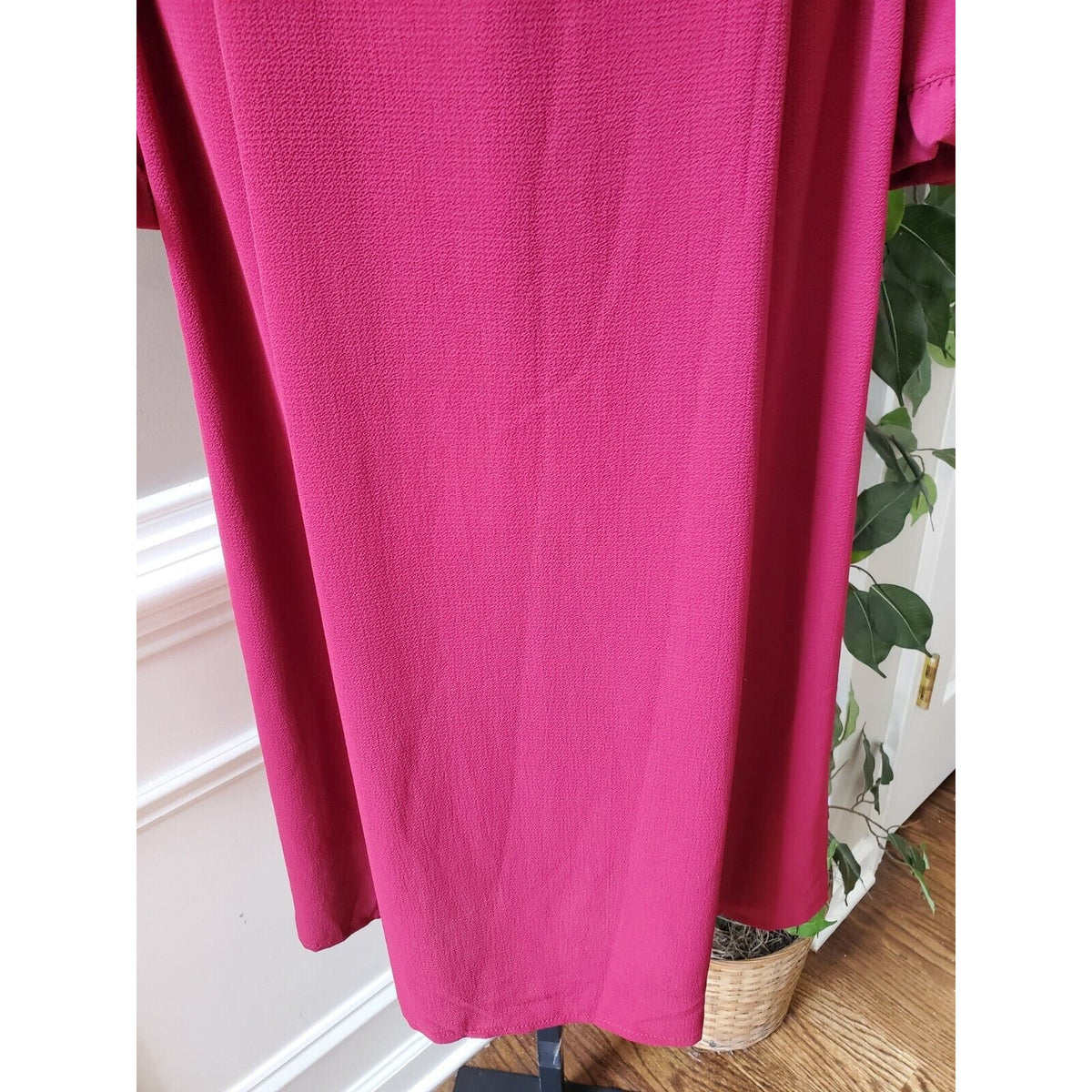SHELN Curve Women's Red Elastane Round Neck Long Sleeve Long Maxi Dress Size L