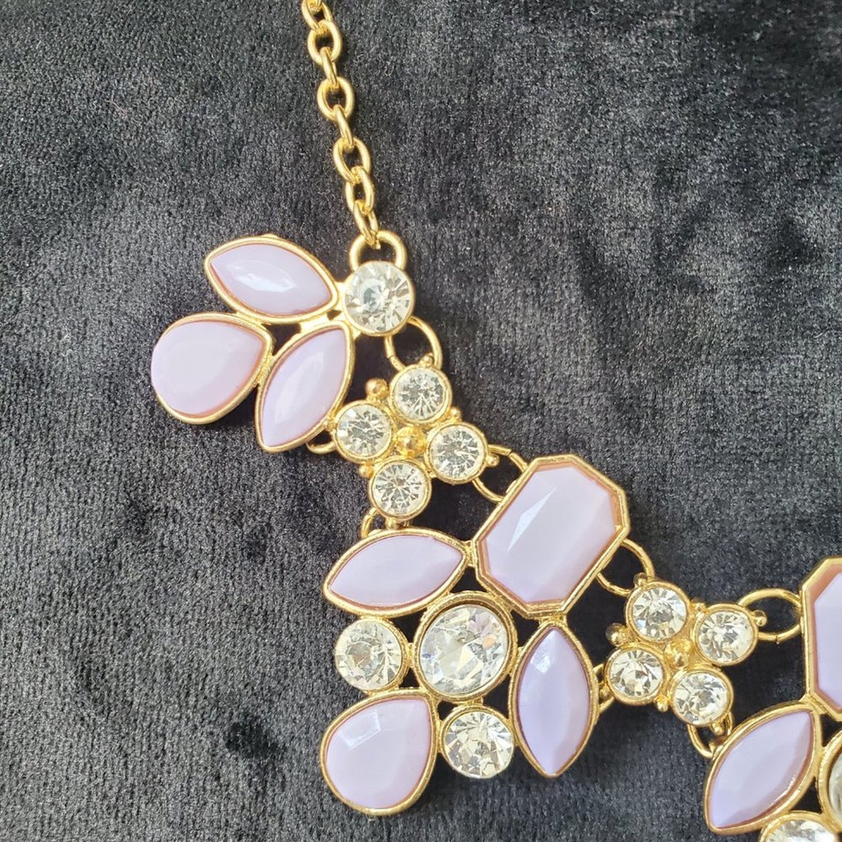 Women's Purple & Clear Gemstones Floral Charm Pendant Necklace