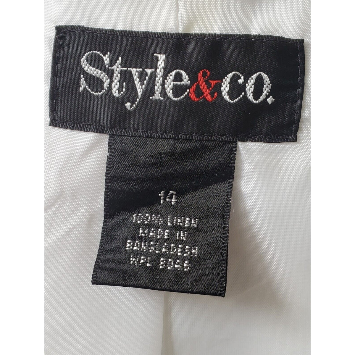 Style & Co Women White Floral Linen Long Sleeve Single Breasted Blazer Jacket 14