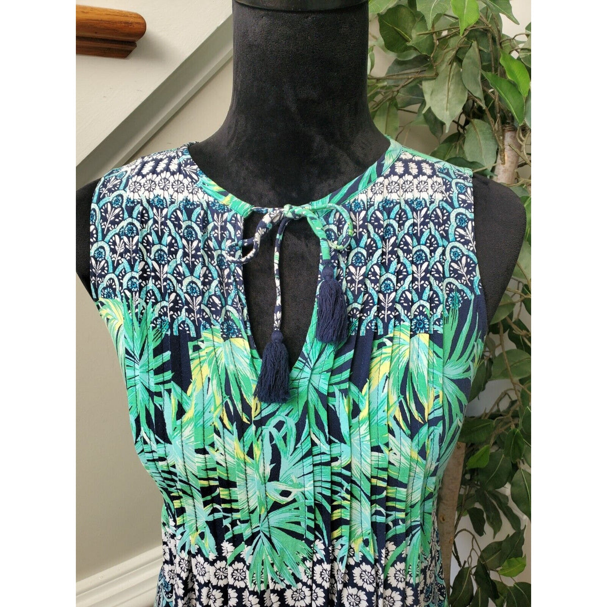 Old Navy Womens Multicolor Round Neck Sleeveless Drawstring Knee Length Dress S
