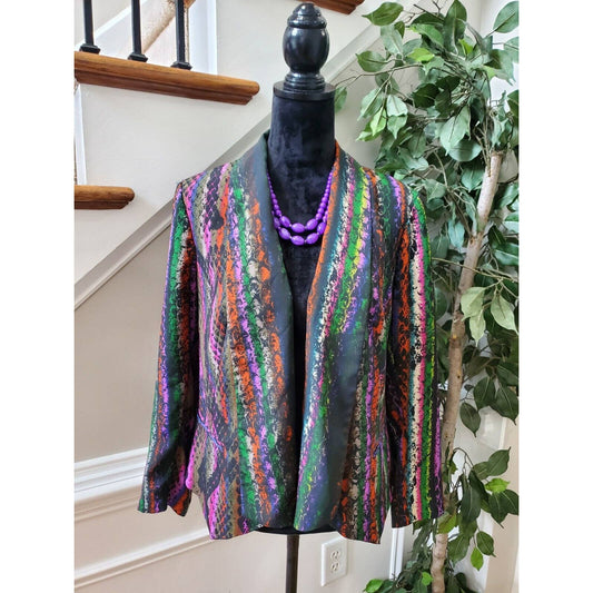 Harper & Gray Women Multicolor Polyester Open Front Long Sleeve Blazer Size 1X