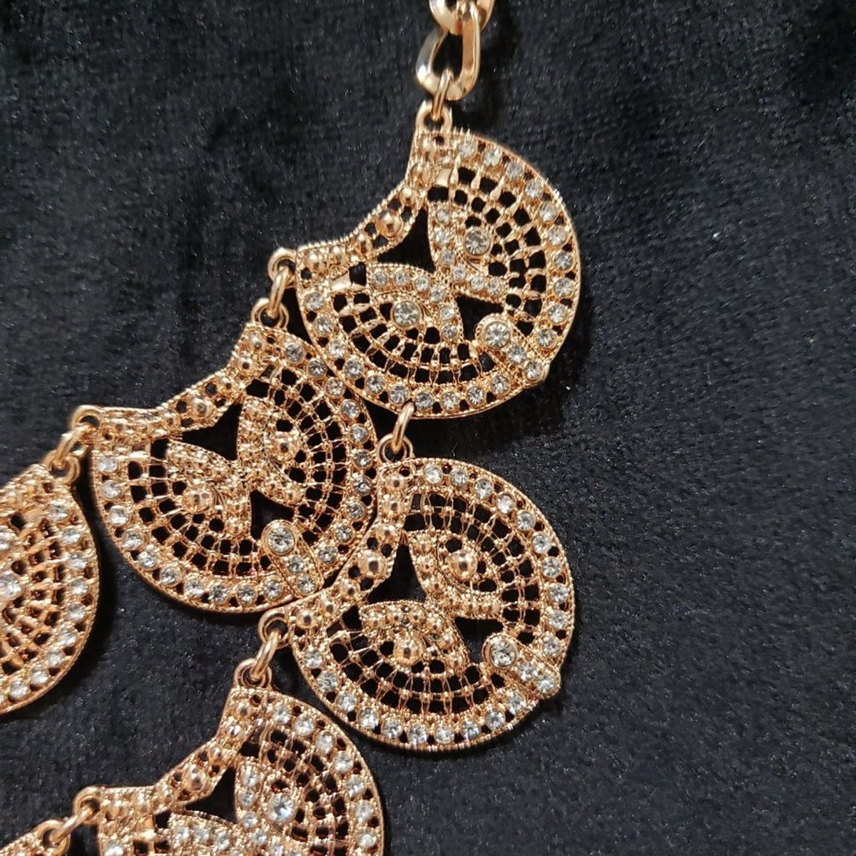 INC Women's Gold Tone Rhinestone Statement Dangle Bib Necklace