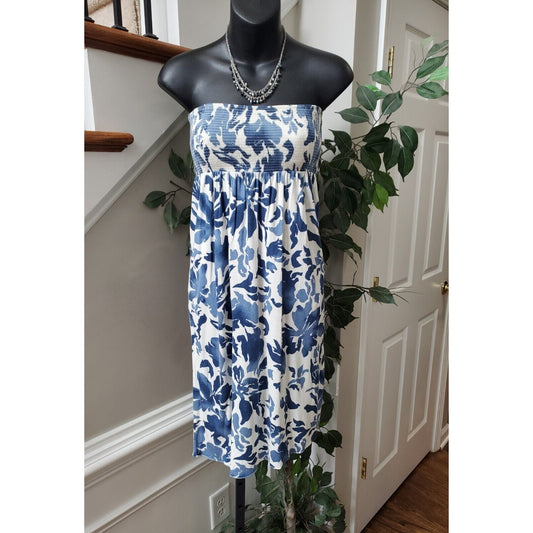 Juicy Couture Womens White Blue Floral Off The Shoulder Short Dress Size Small