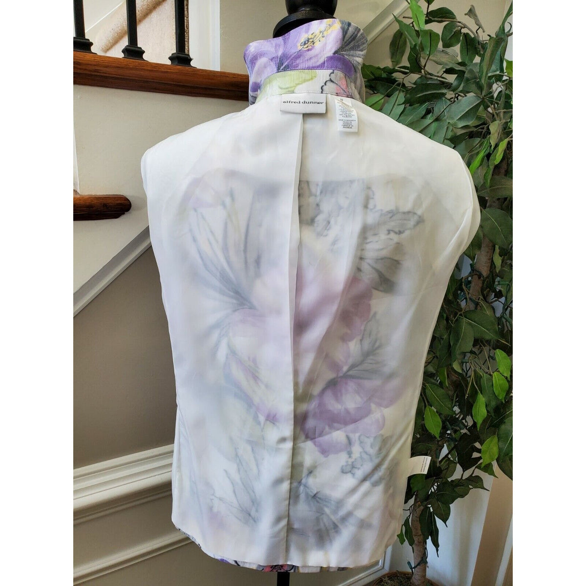 Alfred Dunner Women's Multicolor Floral Rayon Open Front Jacket Blazer Size 10
