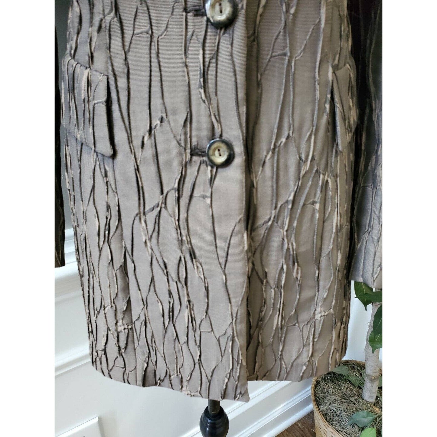 Vintage Serge Dana Brown Polyester Long Sleeve Single Breasted Fitted Blazer 40