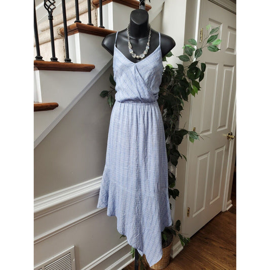 Universal Thread Women's Blue Lyocell V-Neck Sleeveless Knee Length Dress Medium