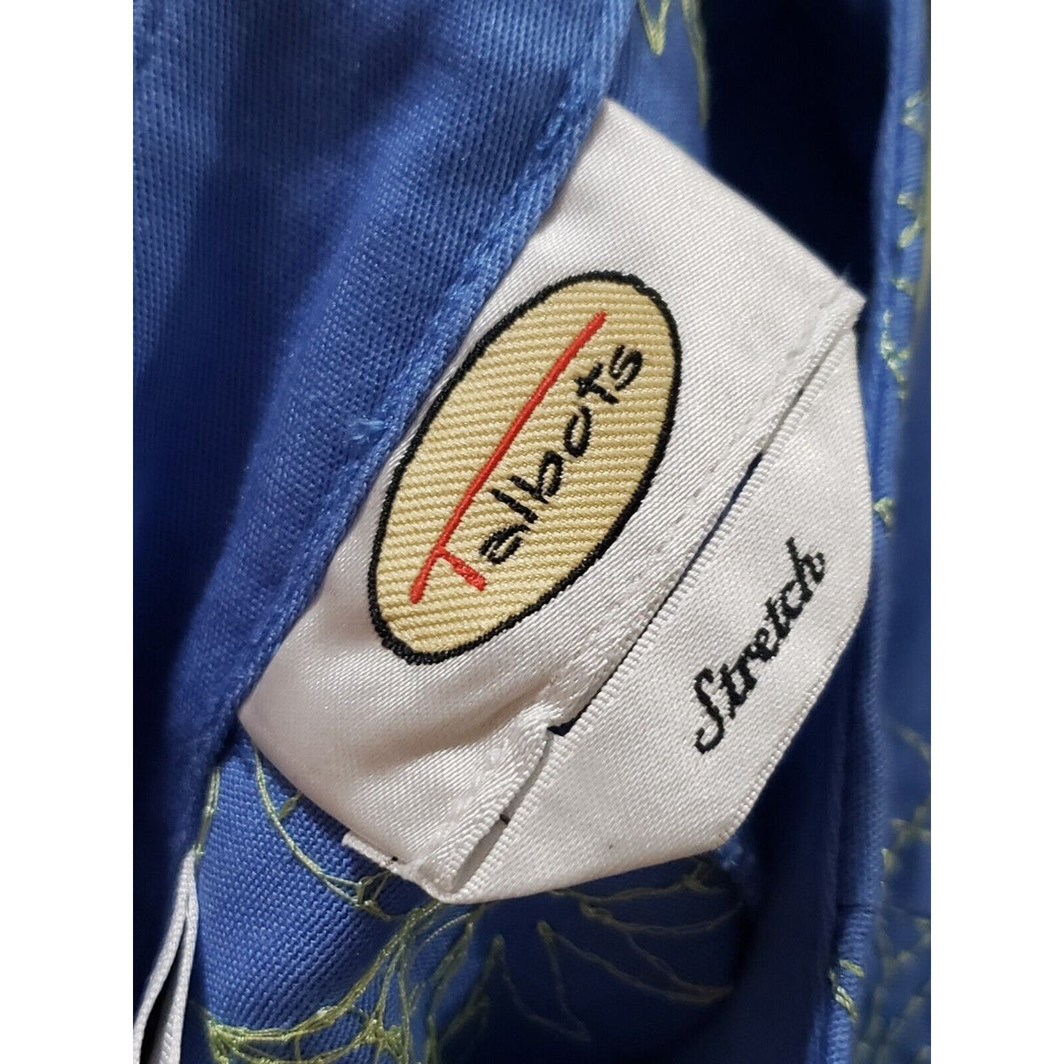 Talbots Embroidered Pineapple Flower Blue & Yellow Stretch Capri Pants Size 4