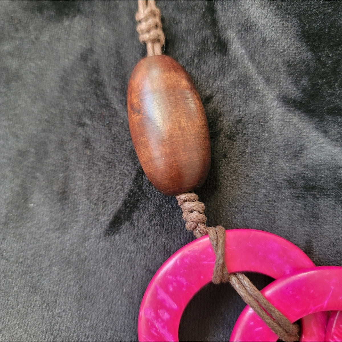Pink and Brown Wooden Necklace