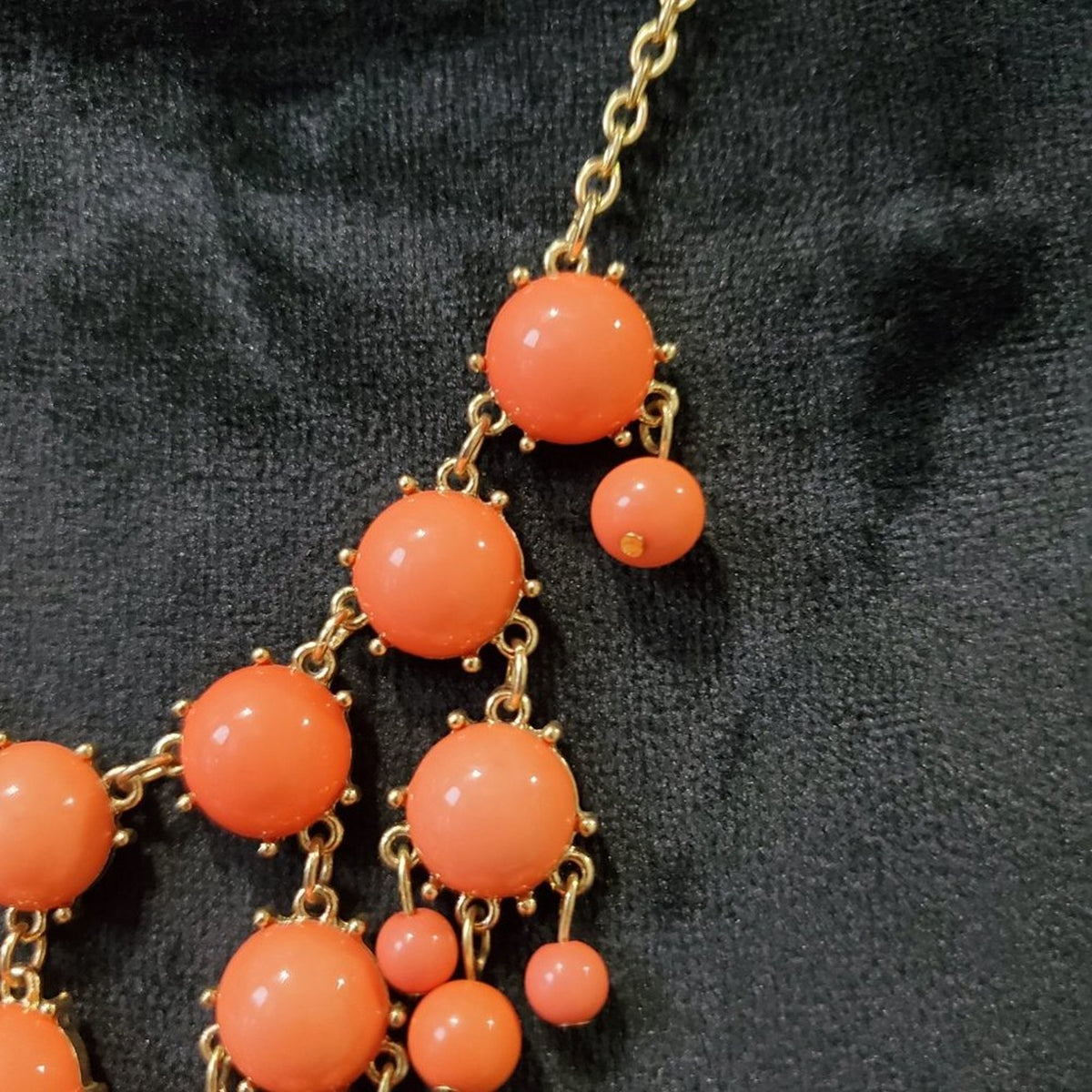 Women's Orange Round Beaded with Lobster Clasp Fashion Jewelry Necklace