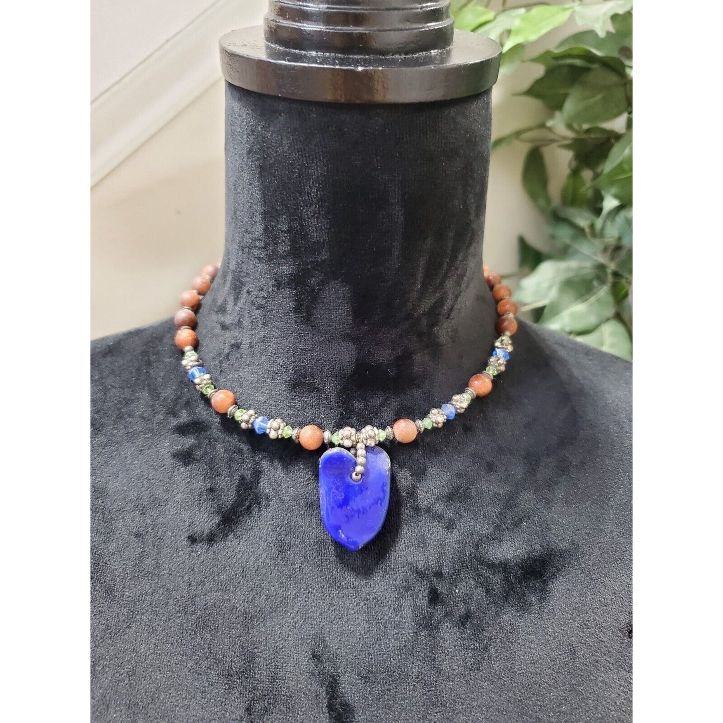 Women's Handmade Multicolor Blue Stone Choker Necklace