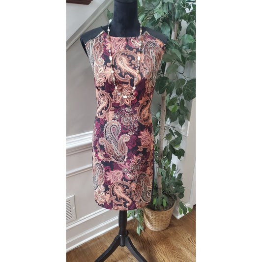 Emma & Michele Womens Multicolor Round Neck Sleeveless Knee Length Dress Size 14