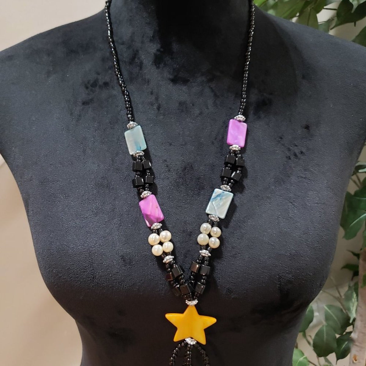 Womens Fashions Multicolor Glass Star Beaded Pendant Collar Necklace Jewellery