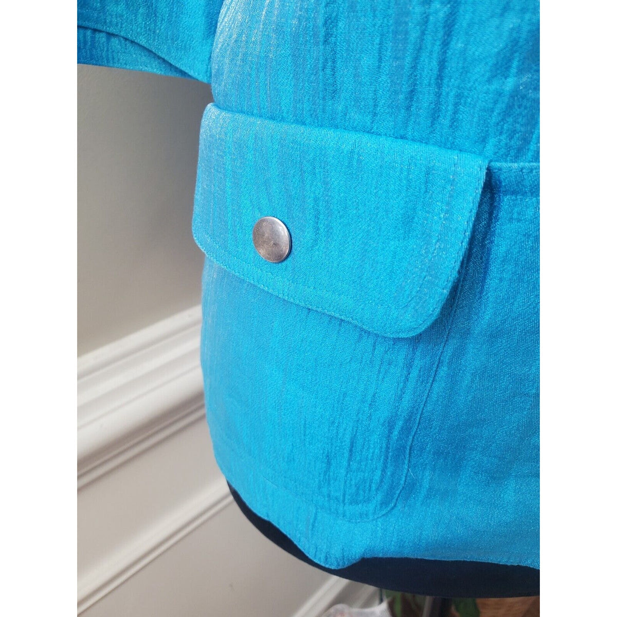 Ruby Rd. Women's Blue Solid Rayon 3/4 Sleeve Full Zipper Blazer Jacket Size 10