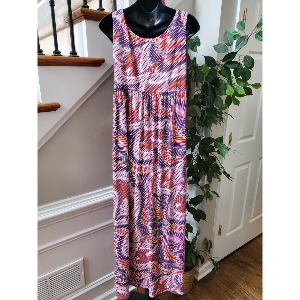 Isabella Demarco Women's Multicolor Scoop Neck Sleeveless Long Maxi Dress Small