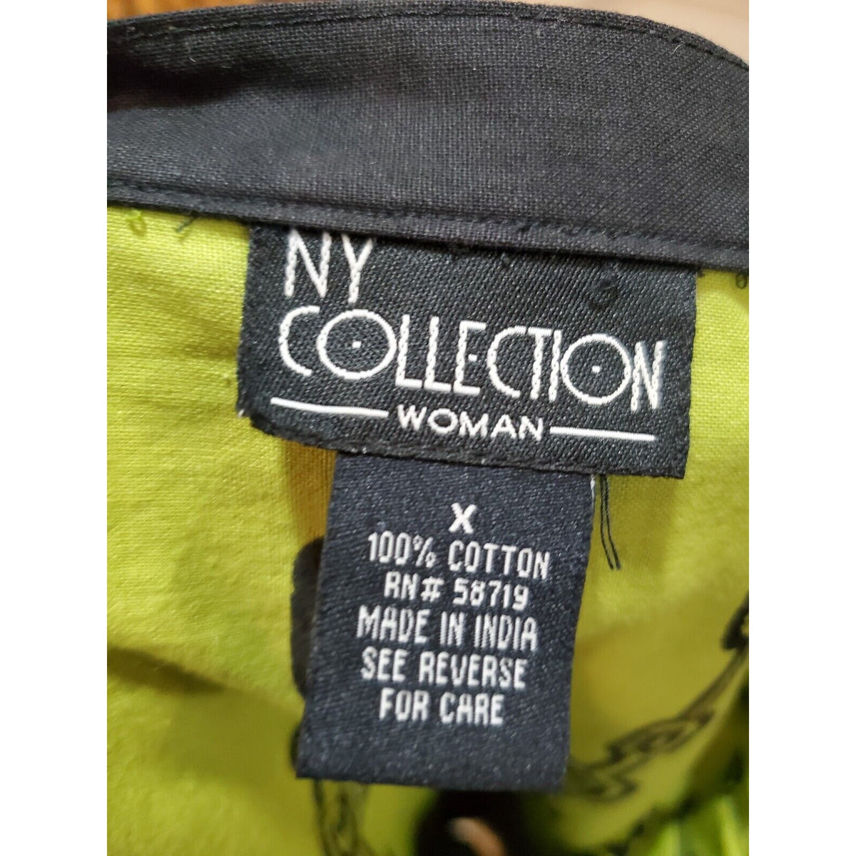 NY Collection Women Green Black Cotton A-Line Zipper Waist Knee Length Skirt 2X