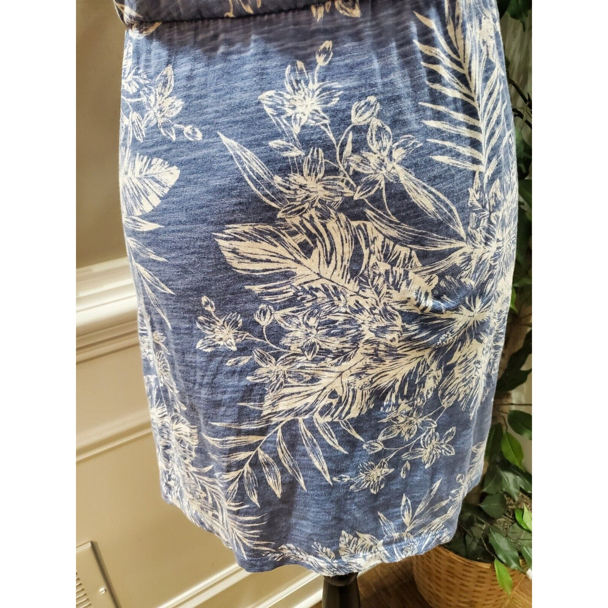 Old Navy Women's Blue Floral Cotton Scoop Neck Sleeveless Knee Length Dress M