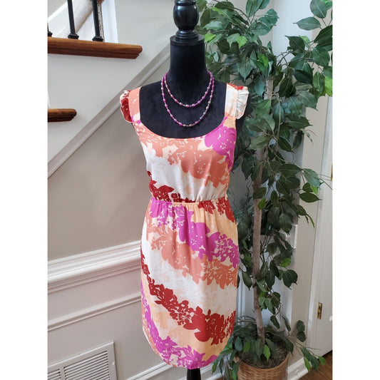 Elle Womens Multicolor Polyester Sleeveless Scoop Neck Knee Length Dress Large